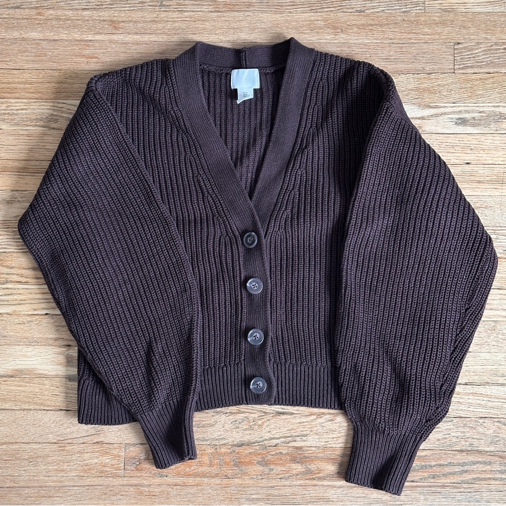 Brown ribbed cardigan
